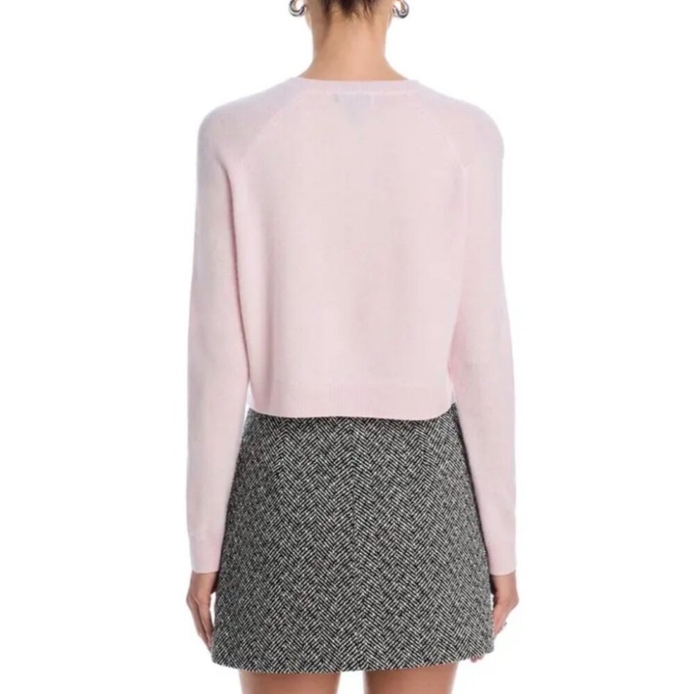 Aqua 100% Cashmere Crewneck Cardigan Cotton Candy Light Pink XS New With Tags - Picture 14 of 15